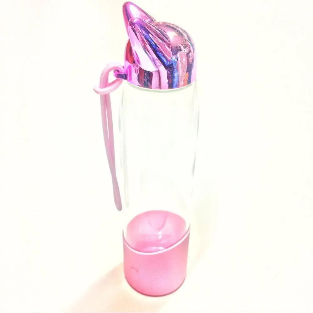 NWOT Pink Metallic Kitten Water Bottle ~22 oz.